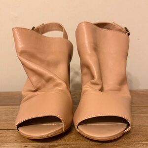 Steven By Steve Madden Tan Leather Peep-Toe Mules